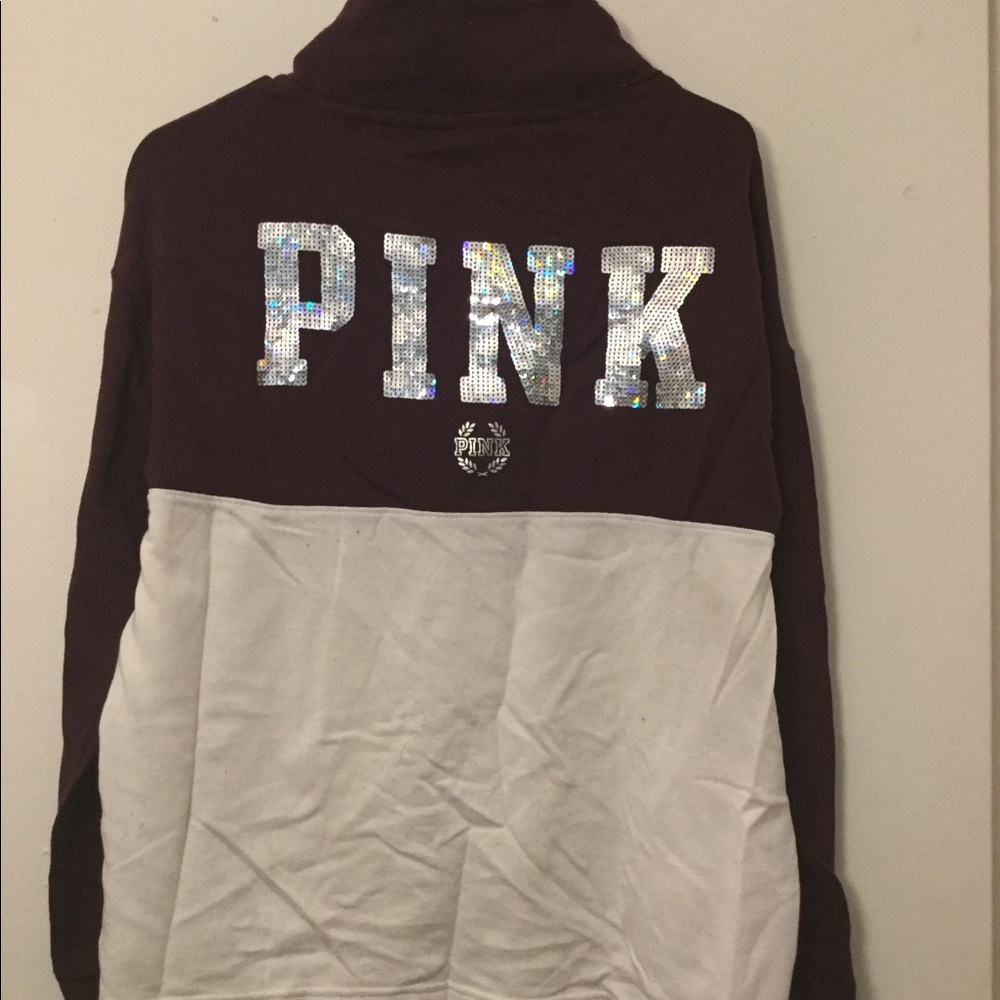 burgundy and cream victorias secret quarter zip